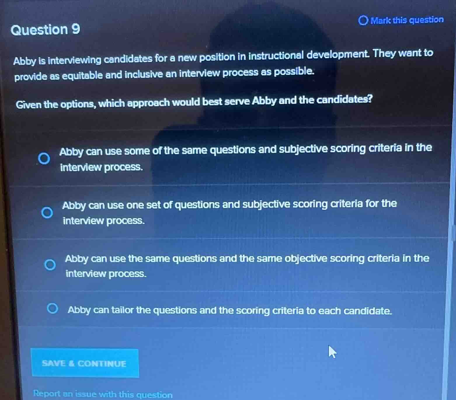 question 9 abby is interviewing candidates for a new position in instru…