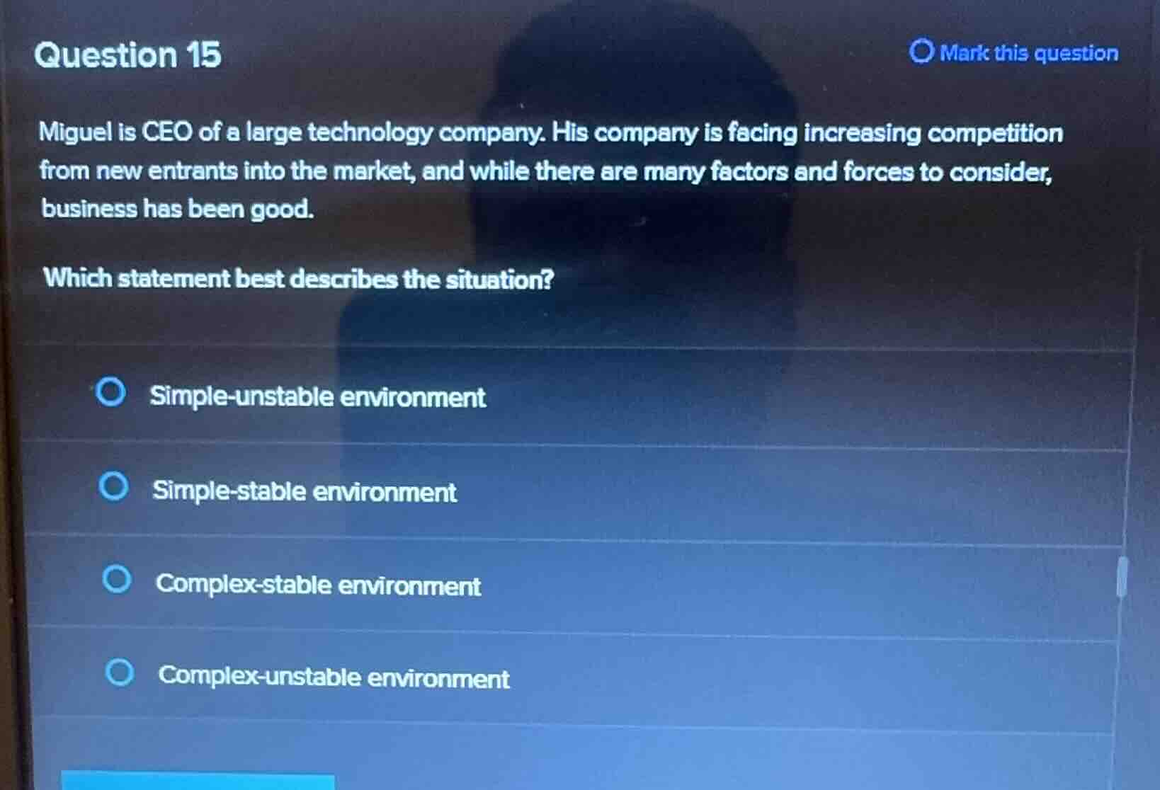 question 15 miguel is ceo of a large technology company. his company is…