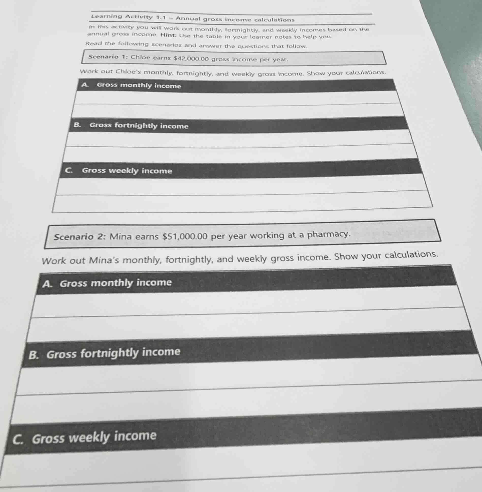 learning activity 1.1 - annual gross income calculations in this activi…