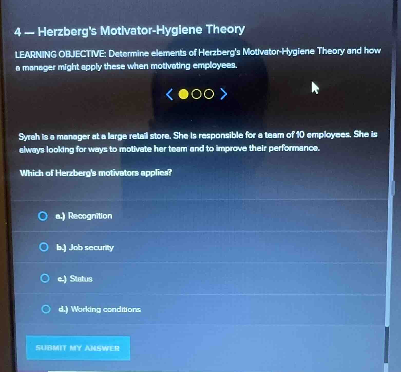4 - herzbergs motivator-hygiene theory learning objective: determine el…