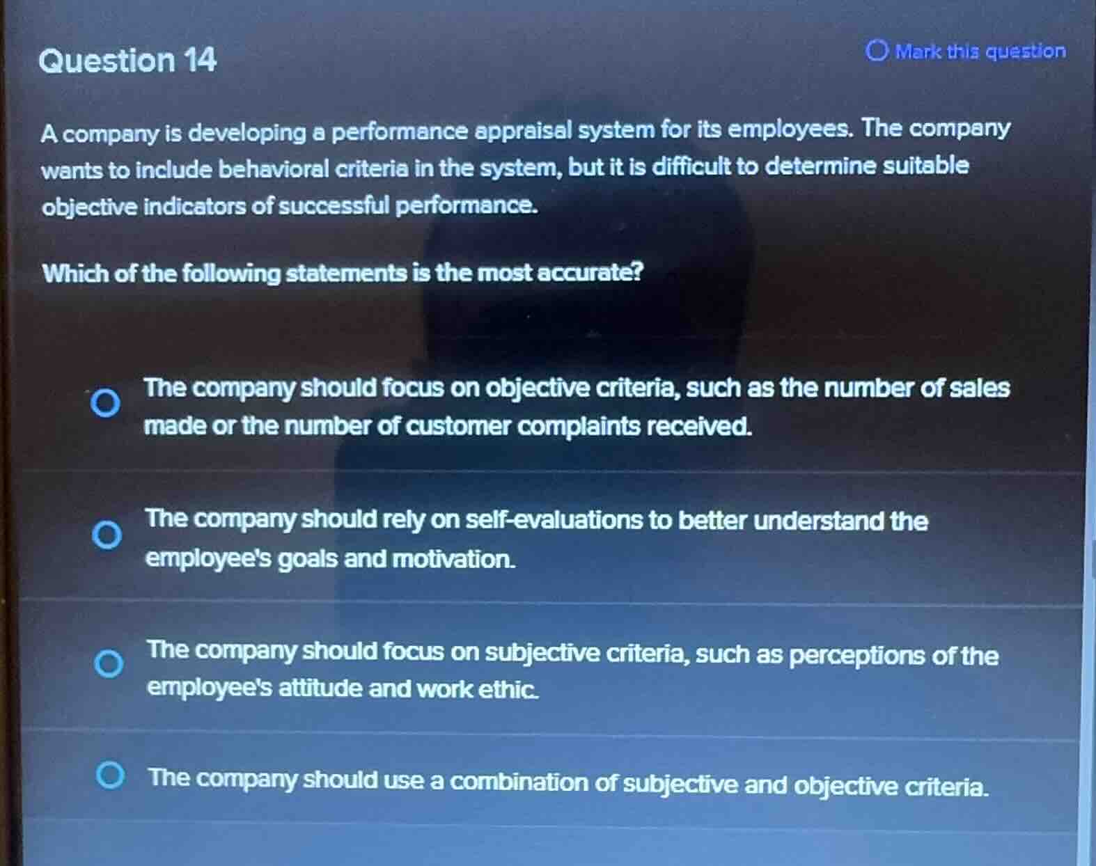 question 14 a company is developing a performance appraisal system for …