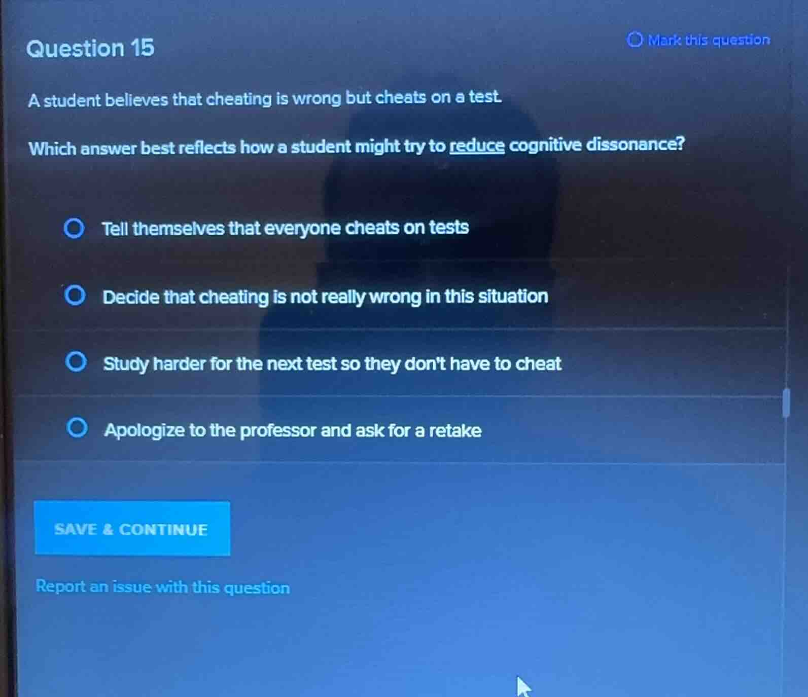 question 15 a student believes that cheating is wrong but cheats on a t…
