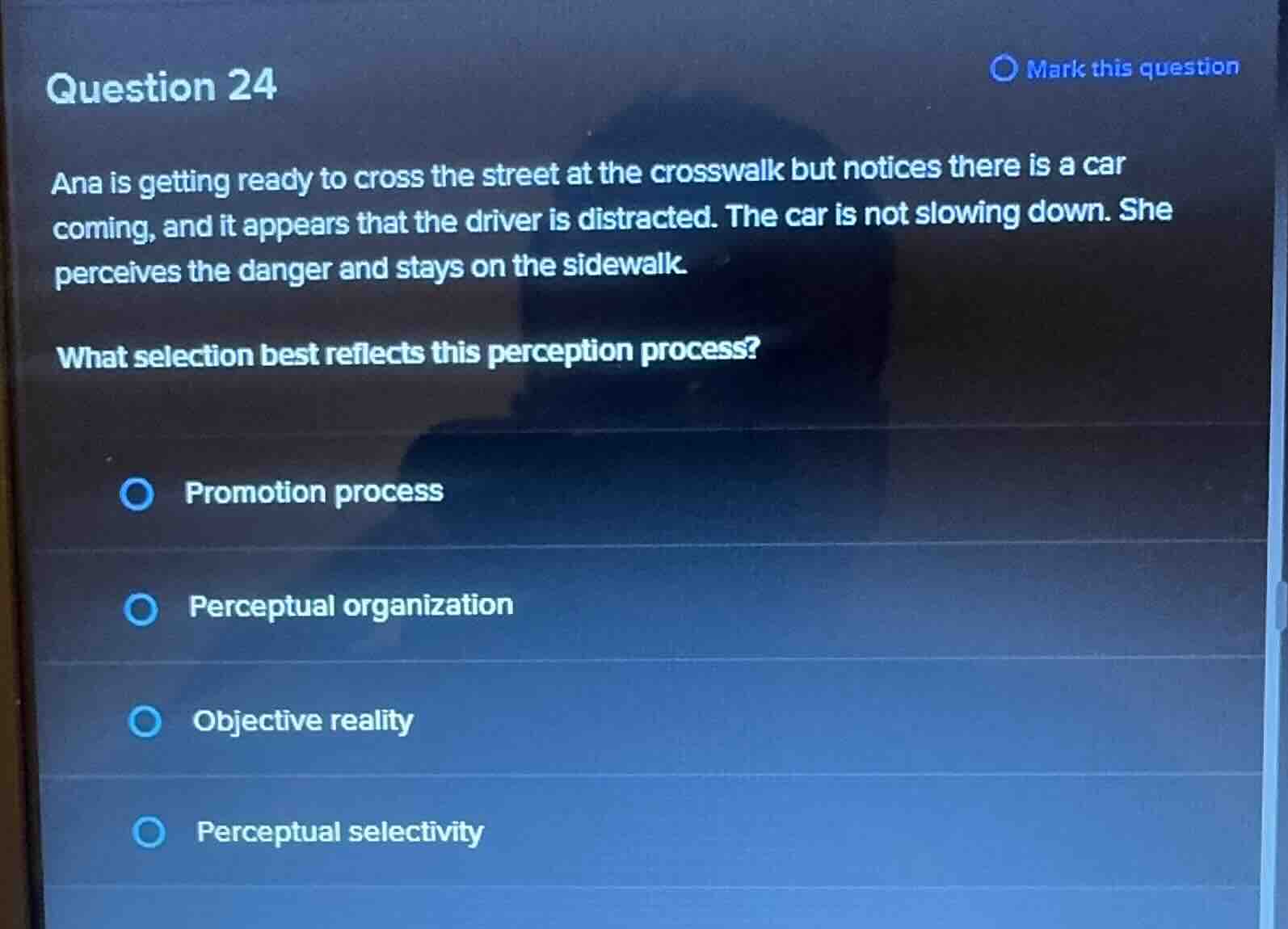 question 24 ana is getting ready to cross the street at the crosswalk b…