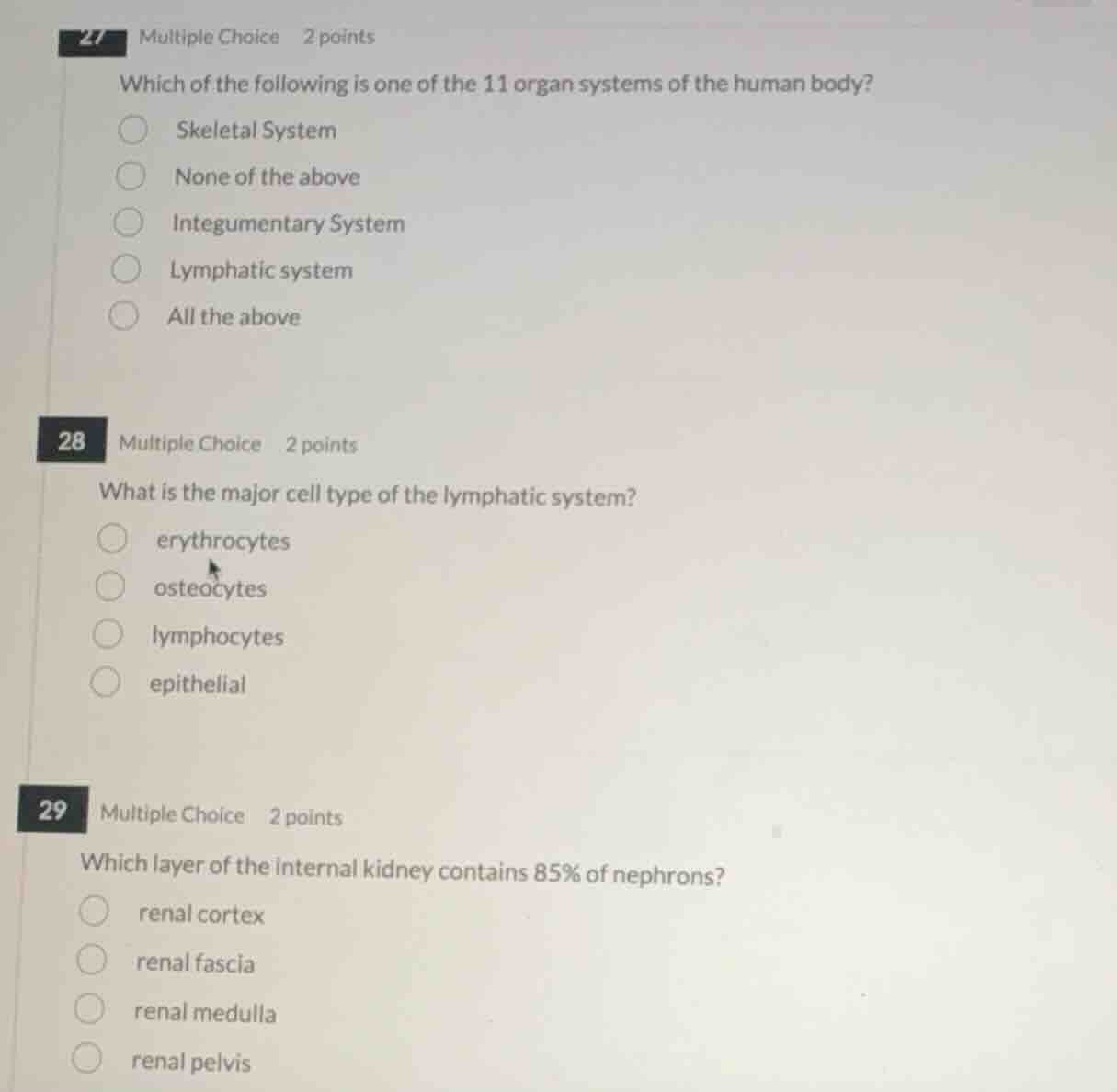 27 multiple choice 2 points which of the following is one of the 11 org…
