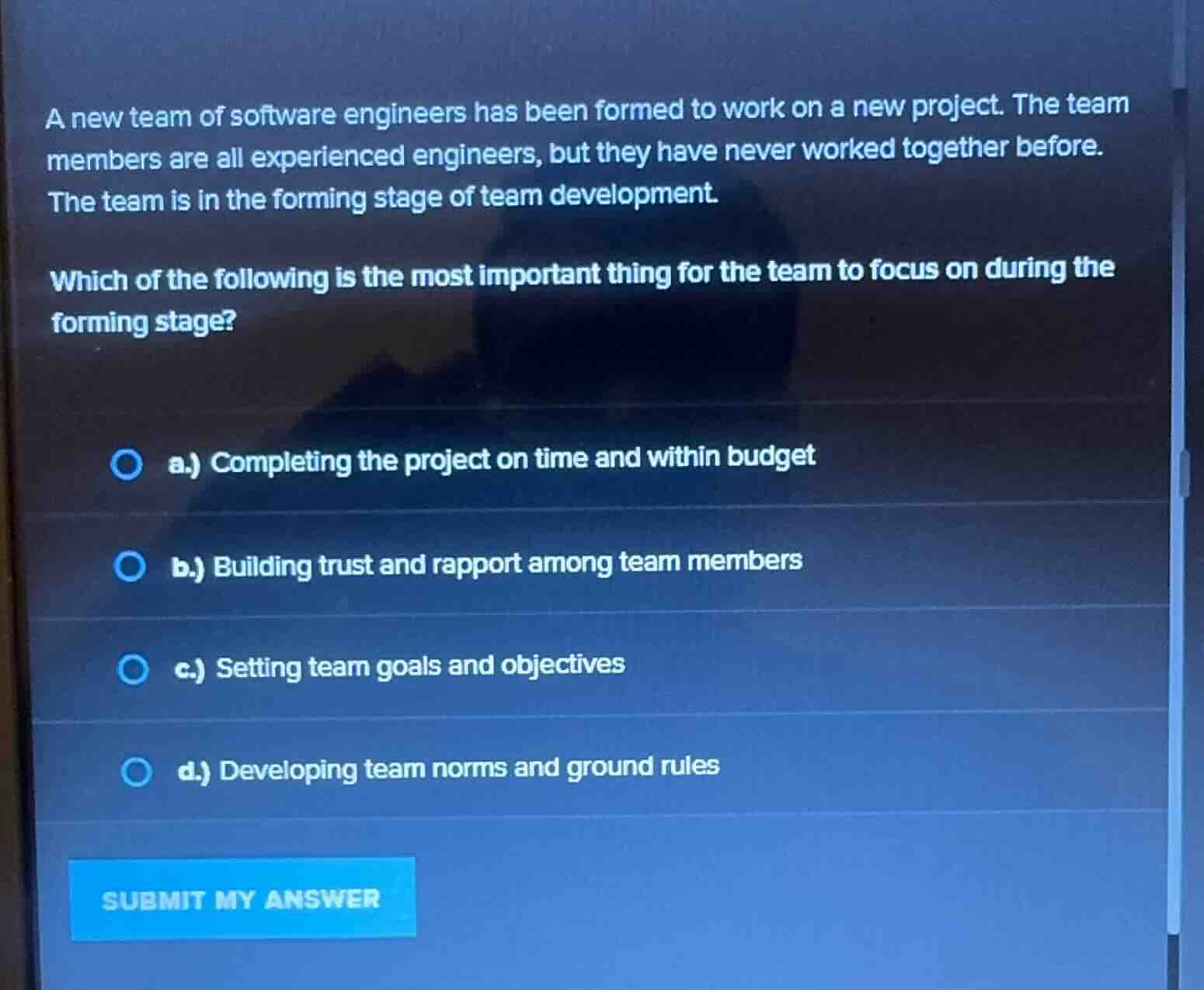 a new team of software engineers has been formed to work on a new proje…