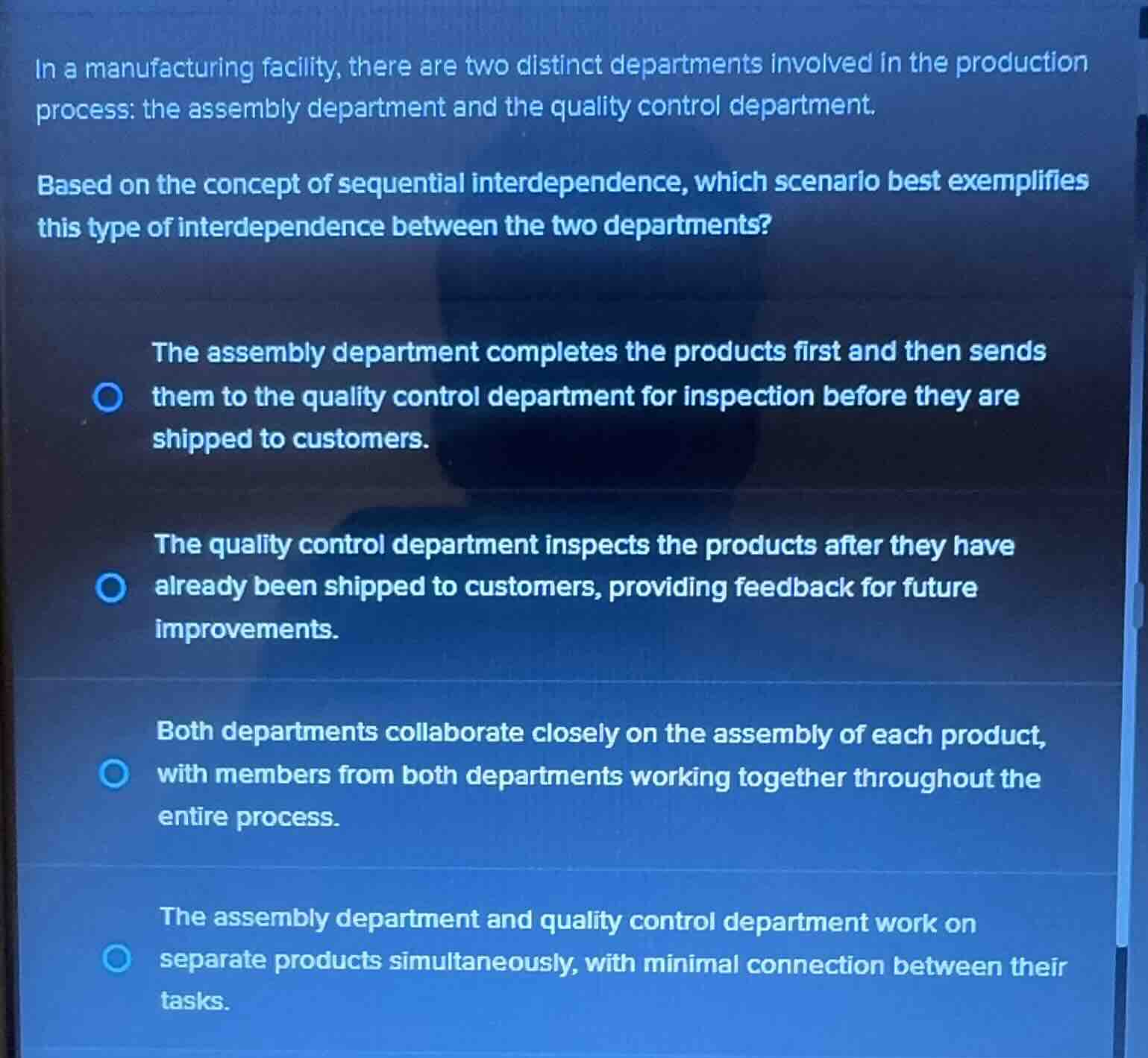 in a manufacturing facility, there are two distinct departments involve…
