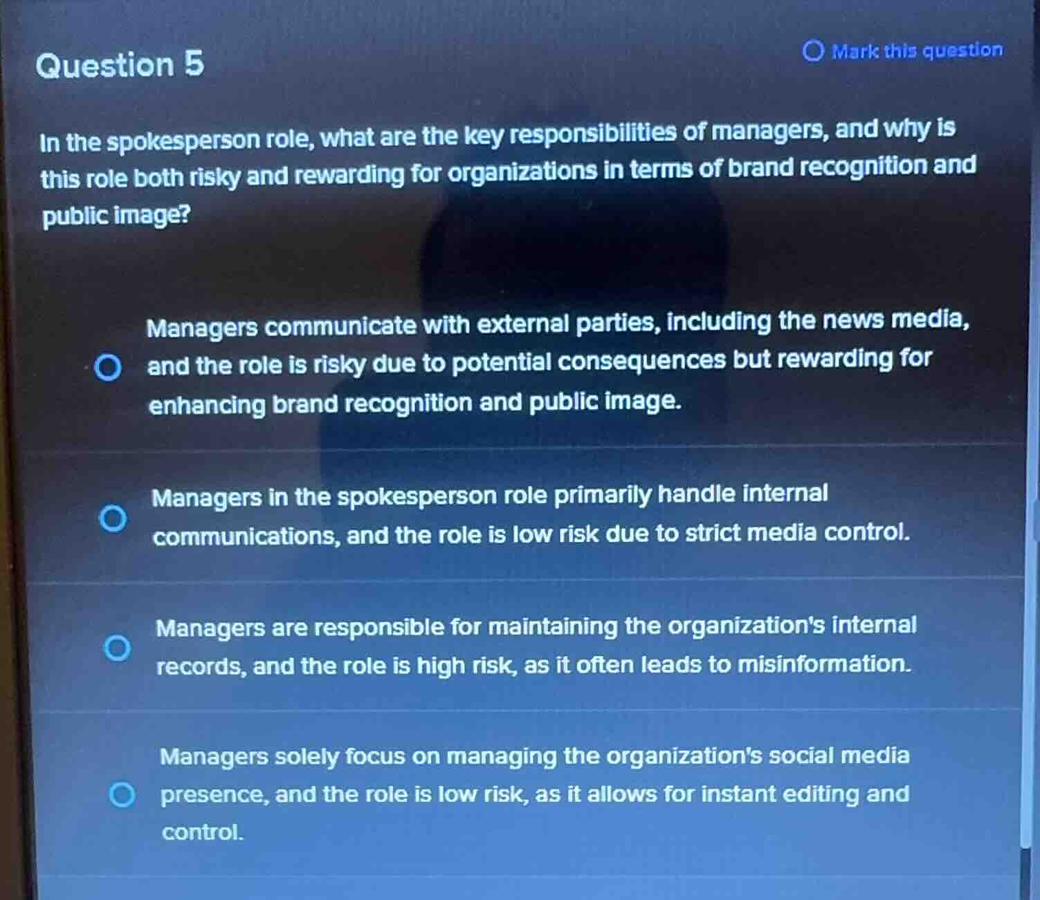 question 5 in the spokesperson role, what are the key responsibilities …