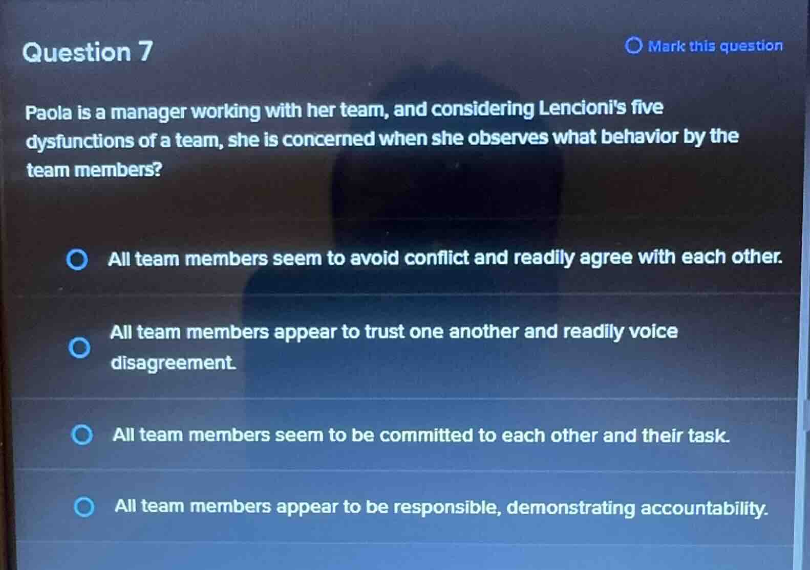 question 7 paola is a manager working with her team, and considering le…