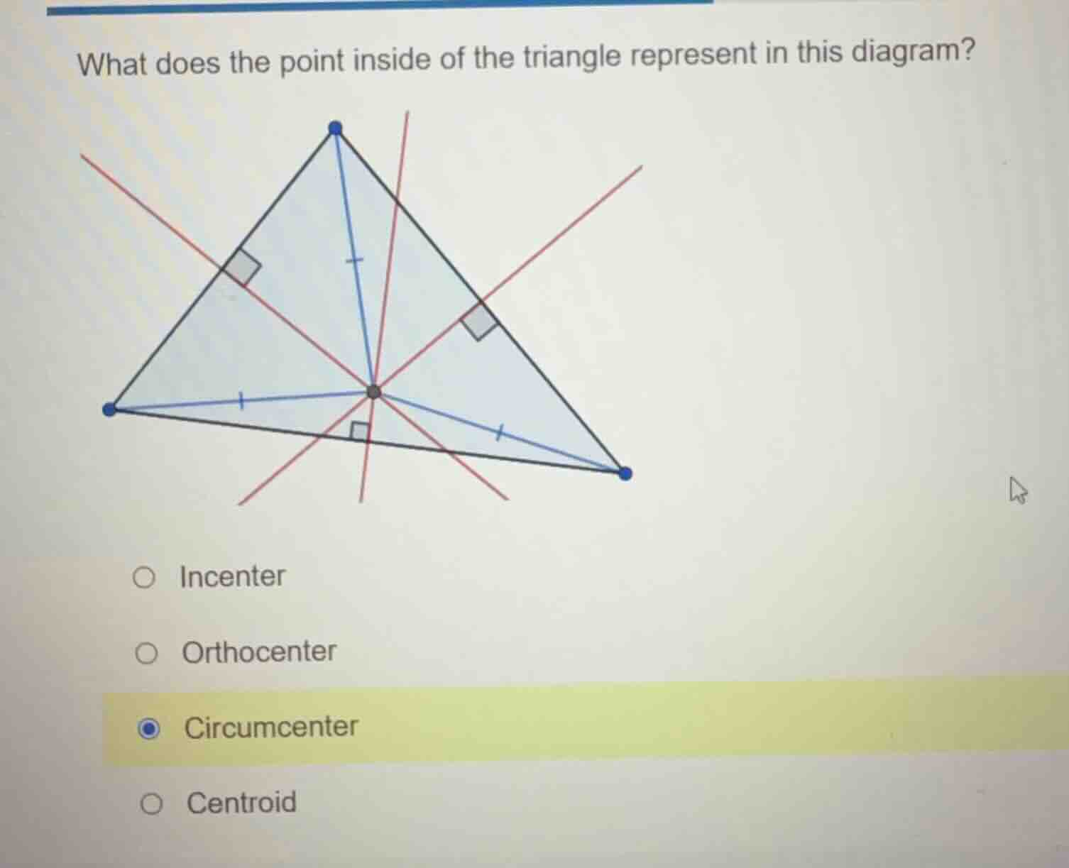 what does the point inside of the triangle represent in this diagram? i…