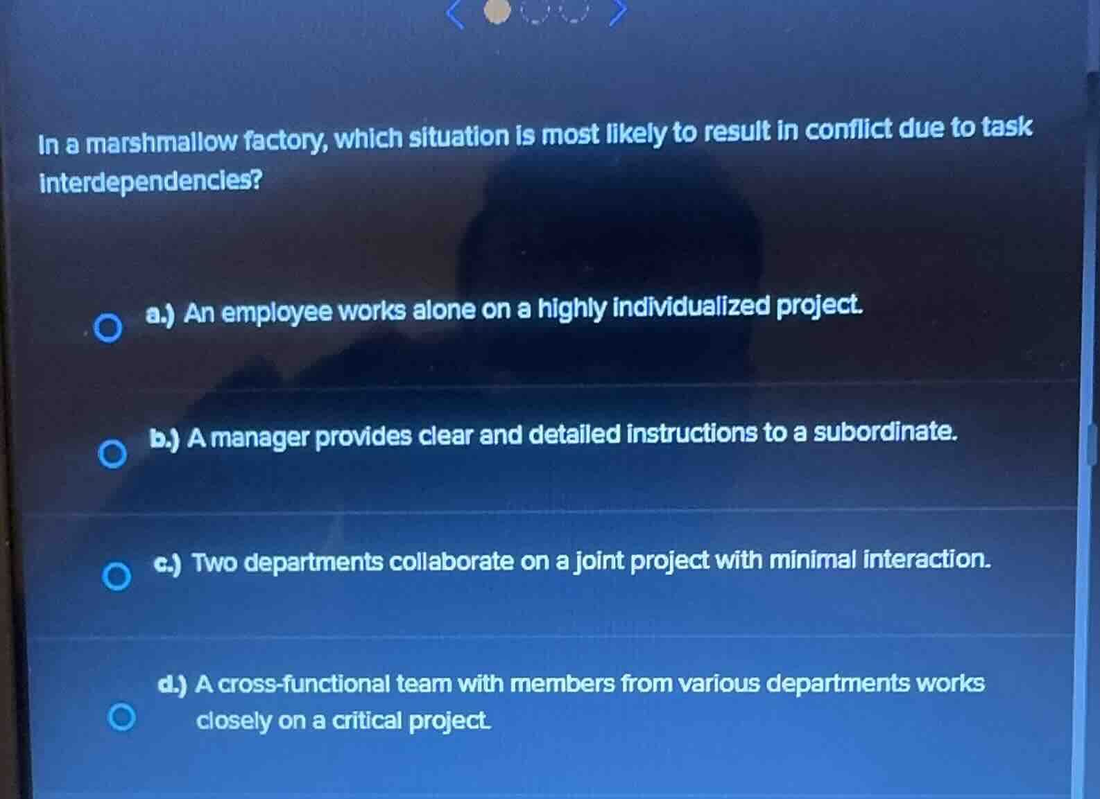 in a marshmallow factory, which situation is most likely to result in c…