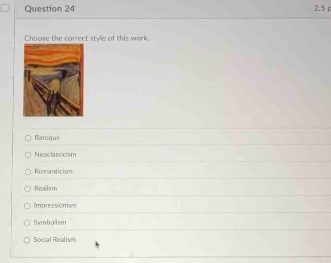 question 24 choose the correct style of this work. baroque neoclassicis…