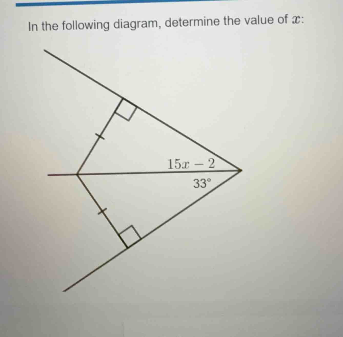 in the following diagram, determine the value of (x):