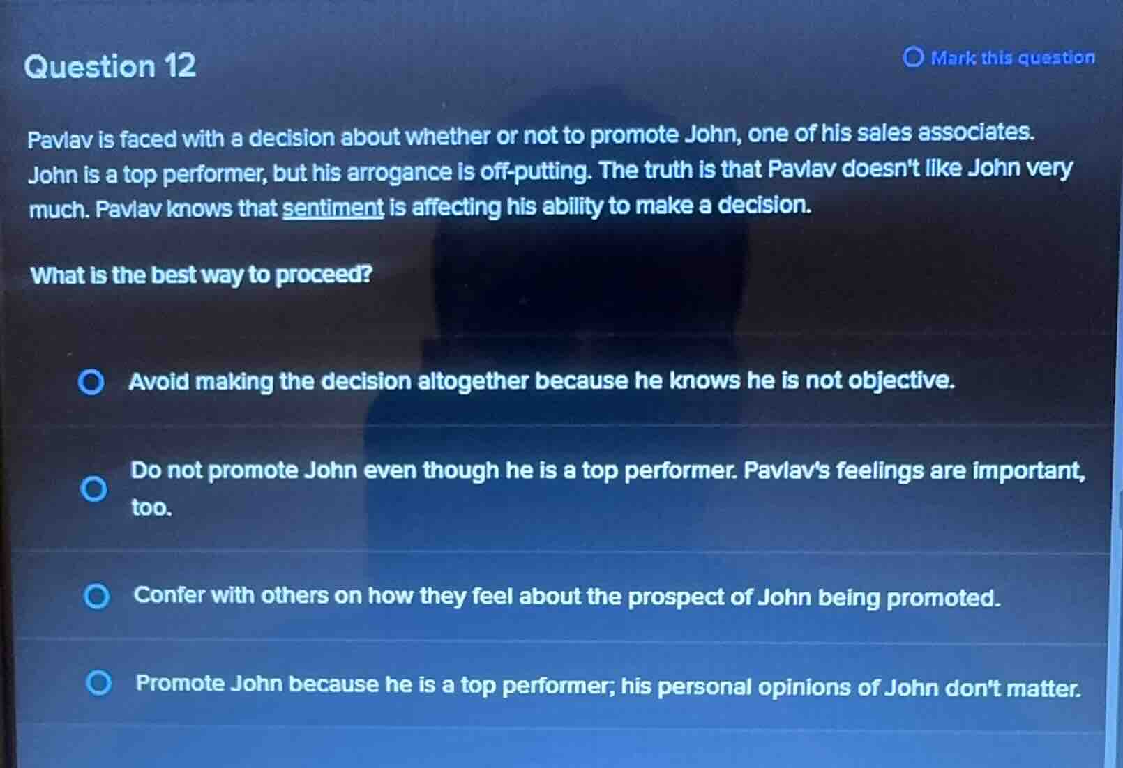 question 12 pavlav is faced with a decision about whether or not to pro…