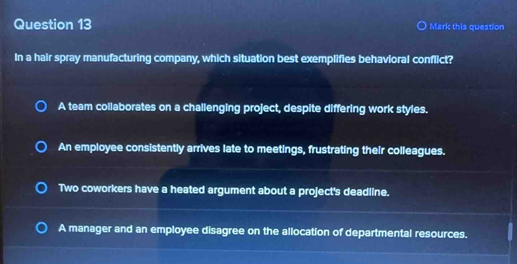 question 13 in a hair spray manufacturing company, which situation best…