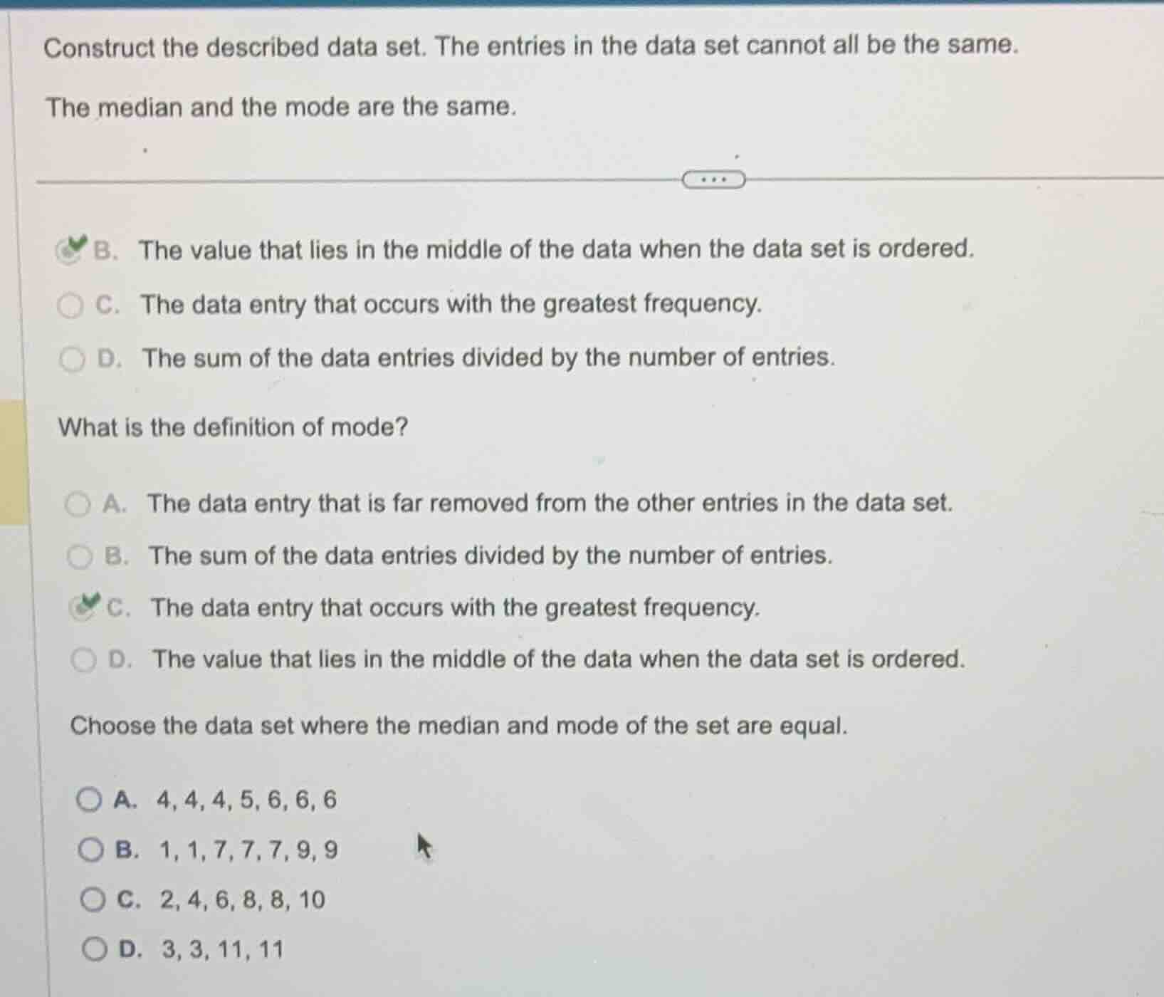 construct the described data set. the entries in the data set cannot al…