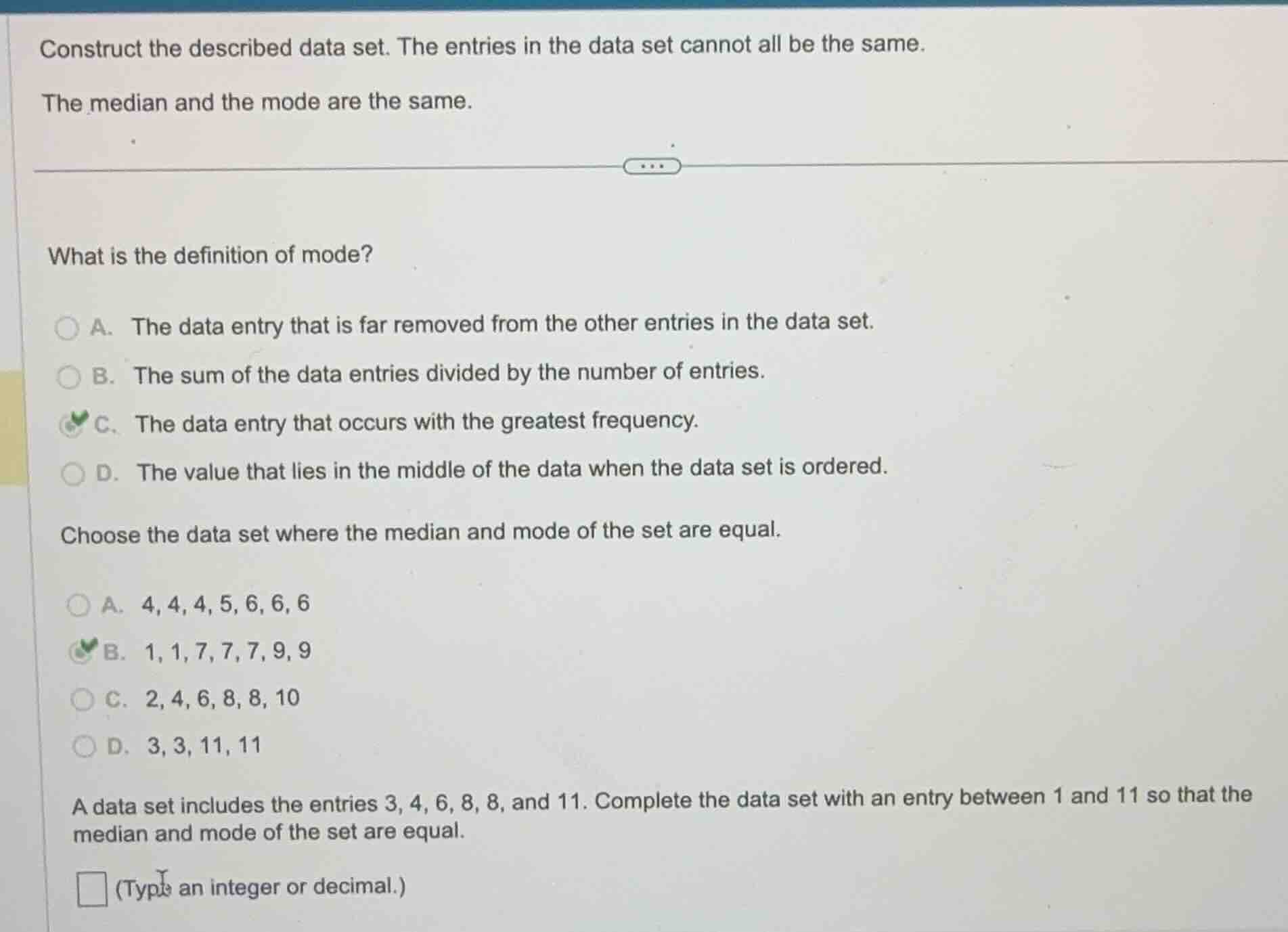 construct the described data set. the entries in the data set cannot al…