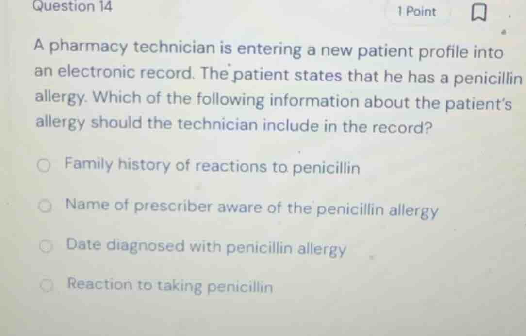 question 14 a pharmacy technician is entering a new patient profile int…