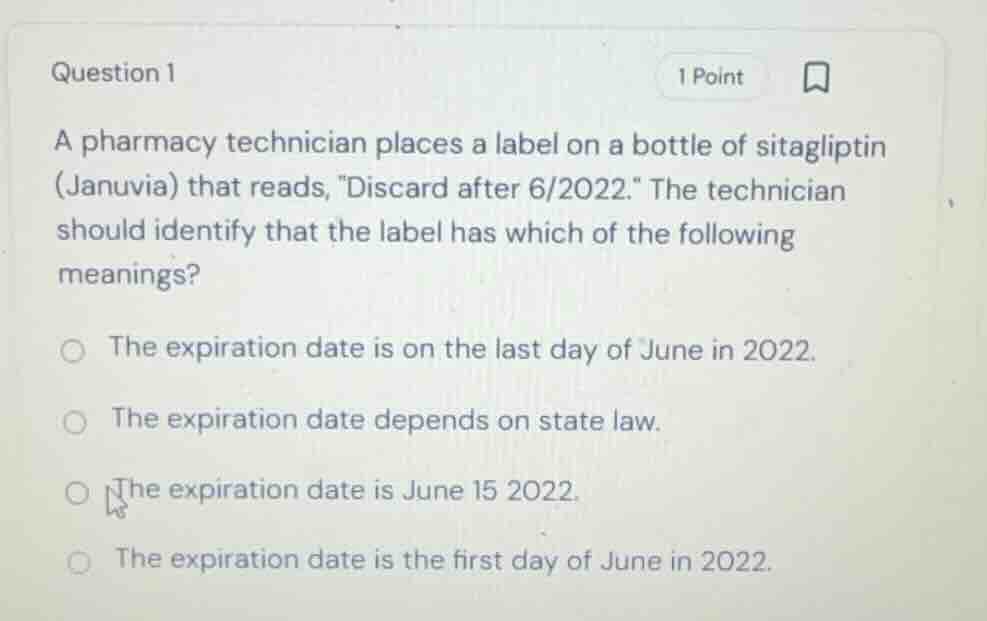 question 1 a pharmacy technician places a label on a bottle of sitaglip…
