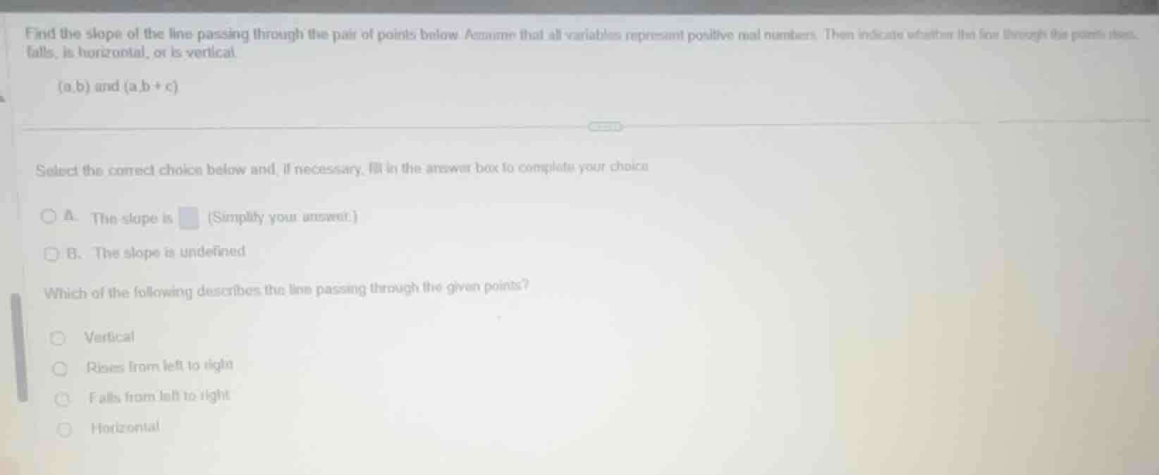 find the slope of the line passing through the pair of points below. as…
