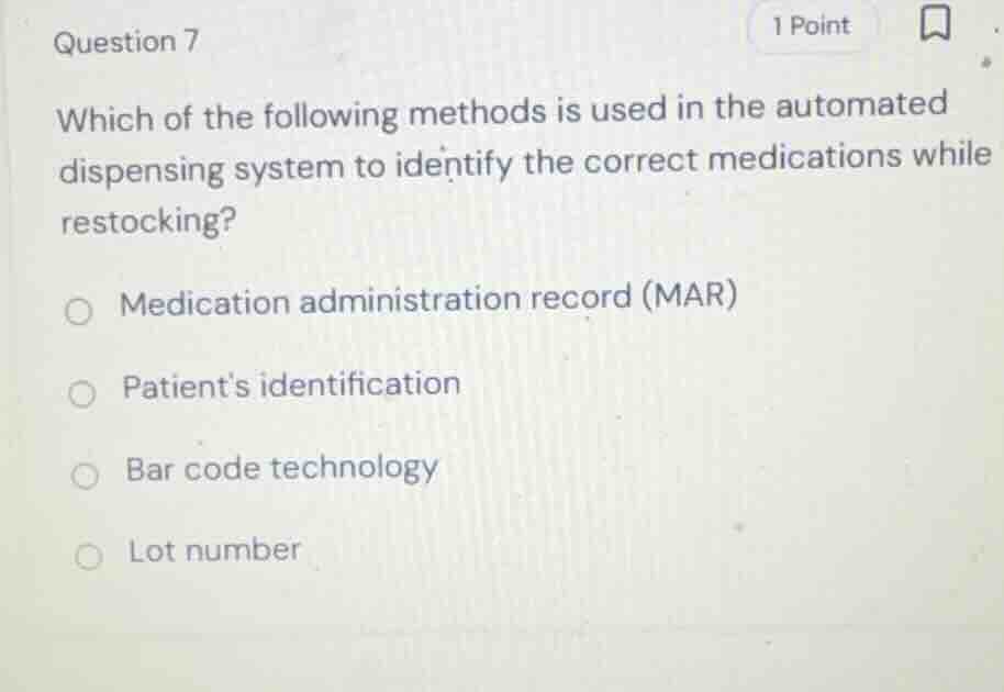 question 7 which of the following methods is used in the automated disp…