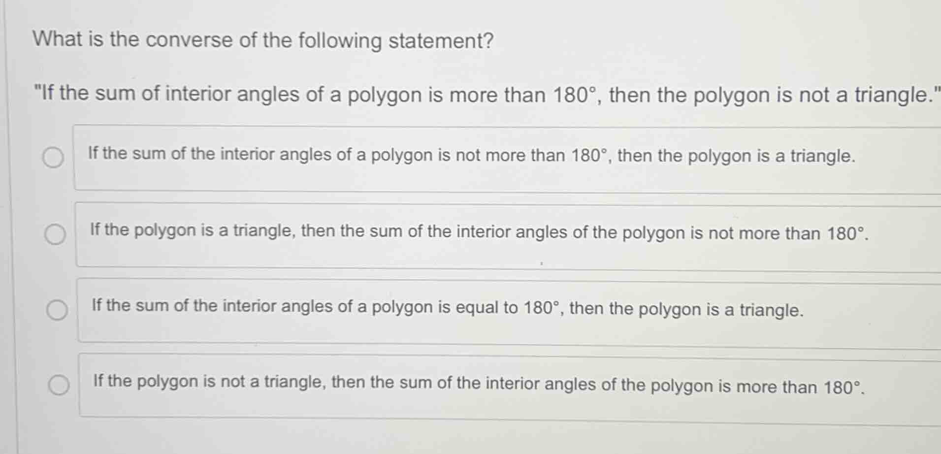 what is the converse of the following statement? \if the sum of interio…