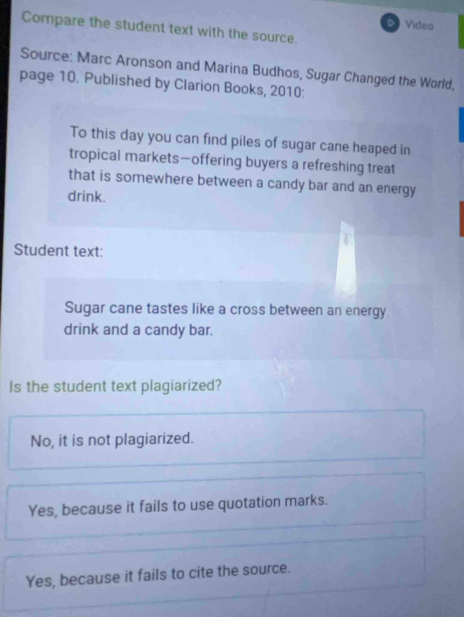 compare the student text with the source. source: marc aronson and mari…
