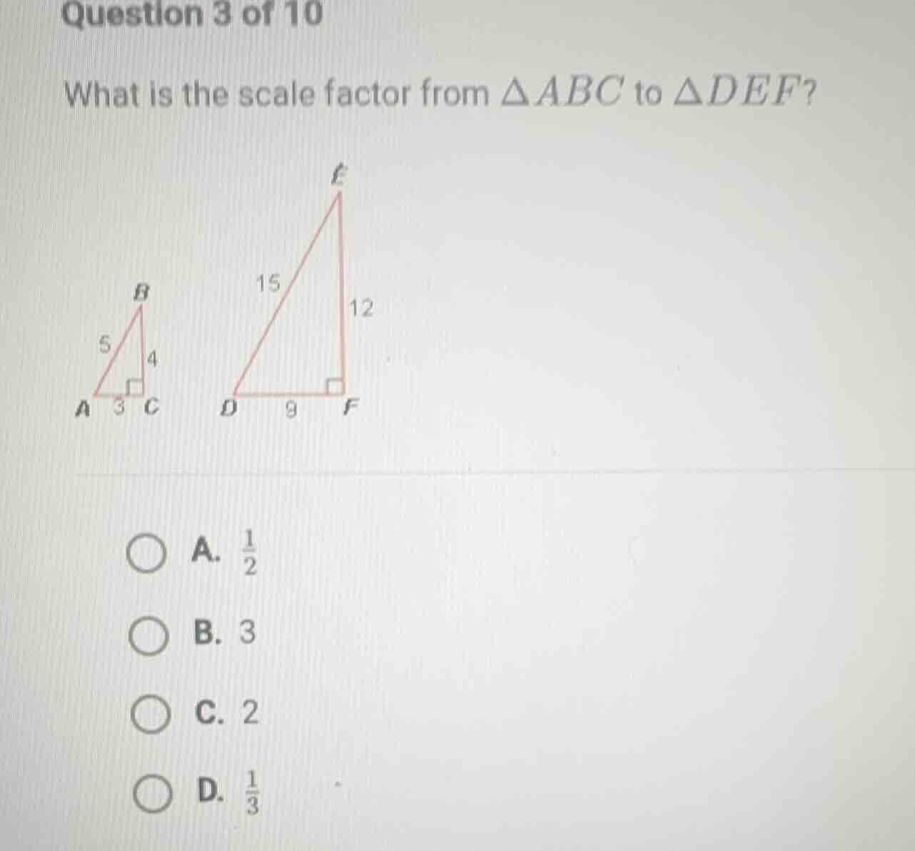 question 3 of 10 what is the scale factor from \\(\\delta abc\\) to \\(…