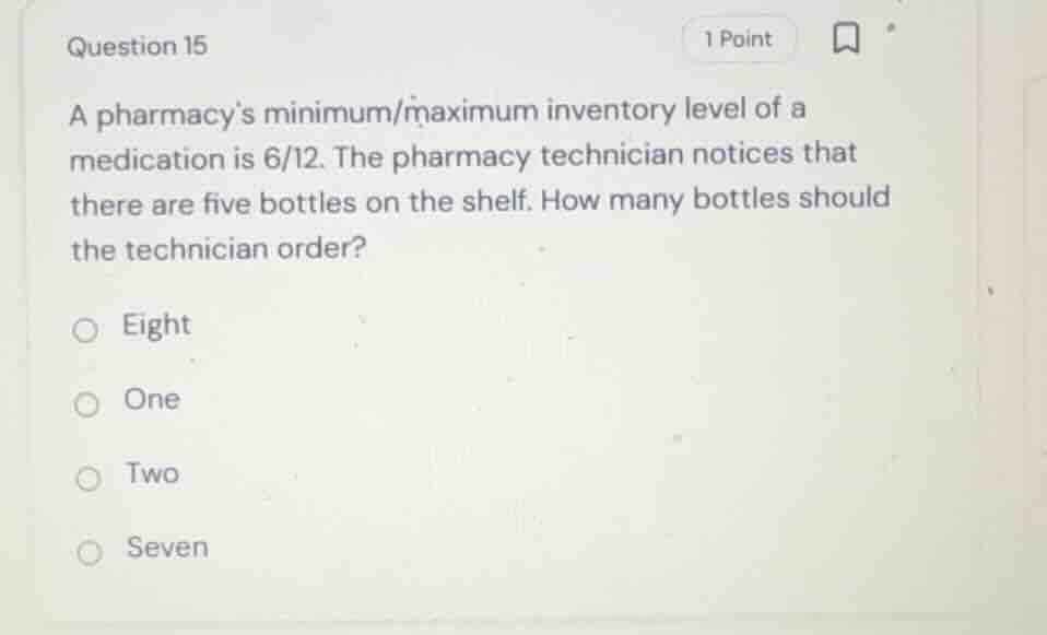 question 15 a pharmacys minimum/maximum inventory level of a medication…