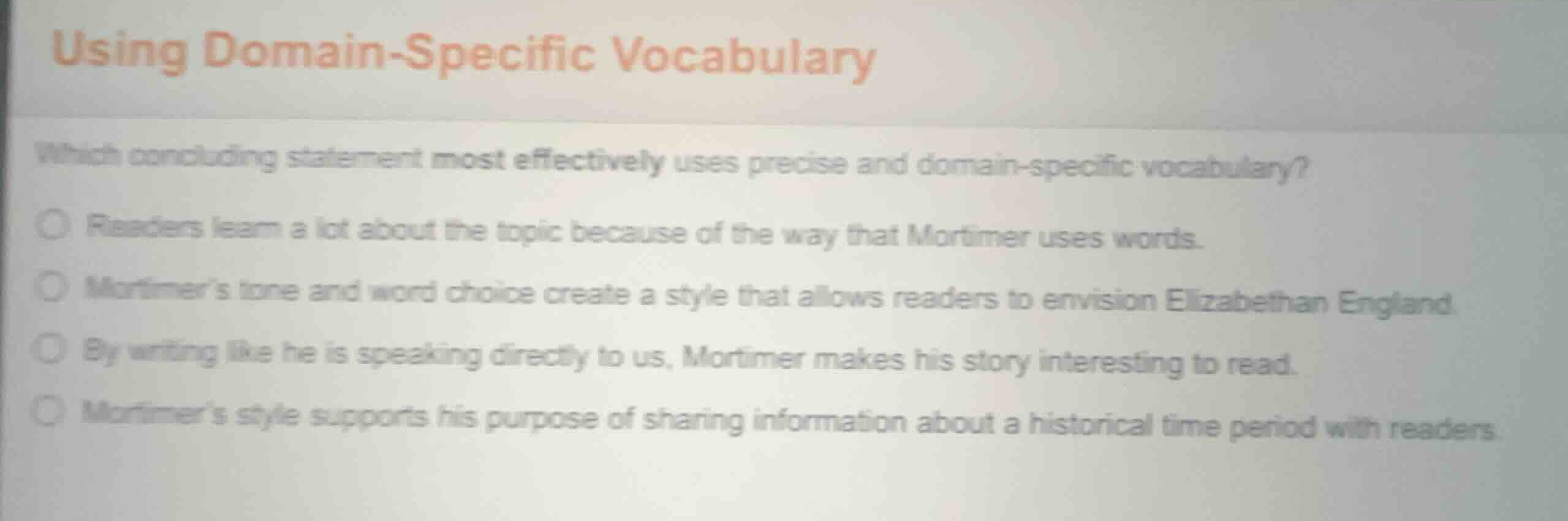 using domain-specific vocabulary which concluding statement most effect…