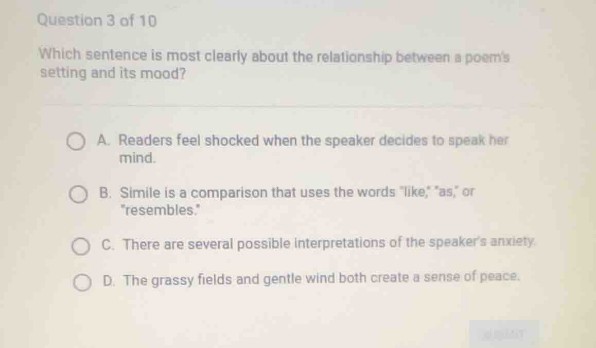 question 3 of 10 which sentence is most clearly about the relationship …