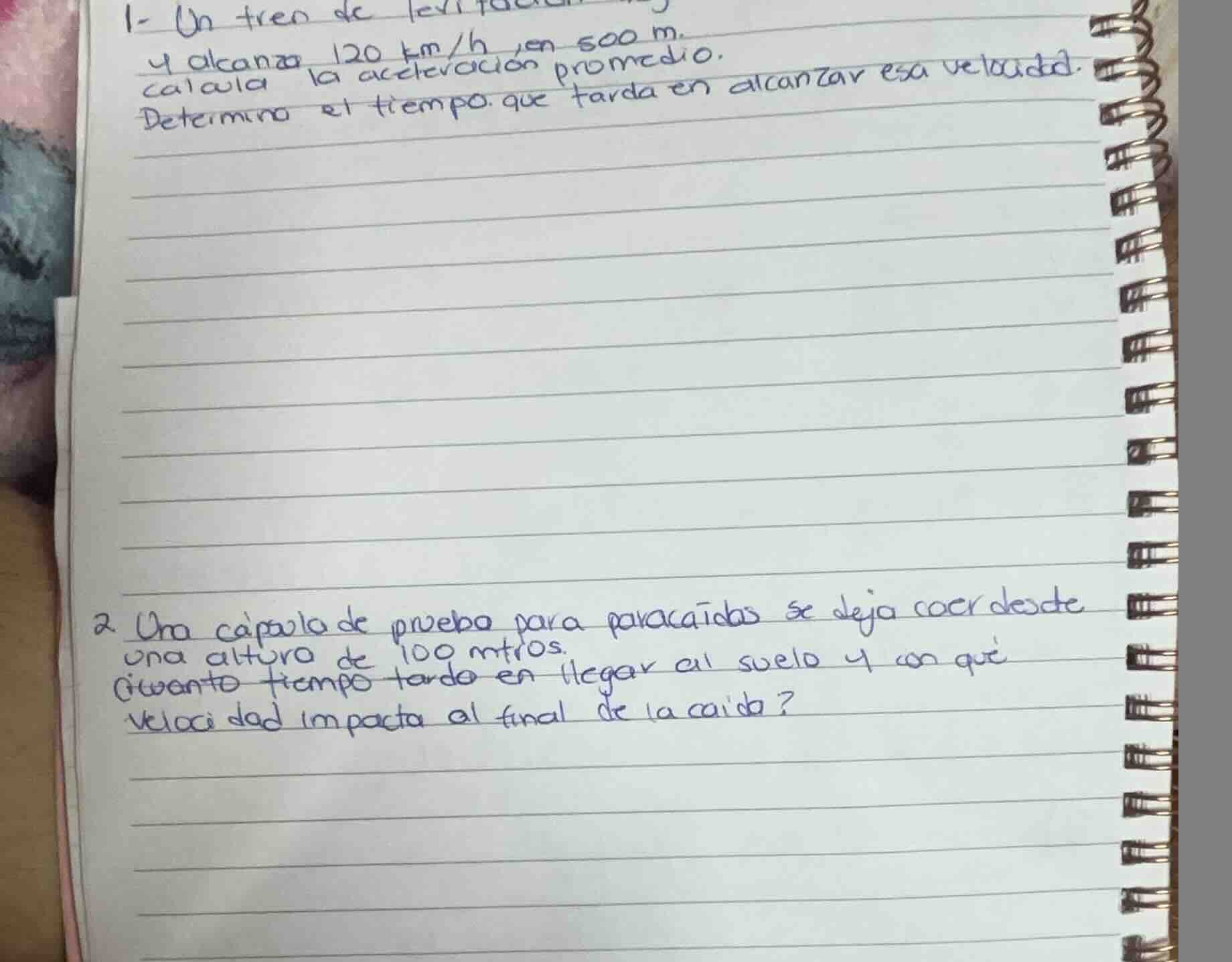 1.- un tren de levitación magnética parte del reposo y alcanza \\(120\\…