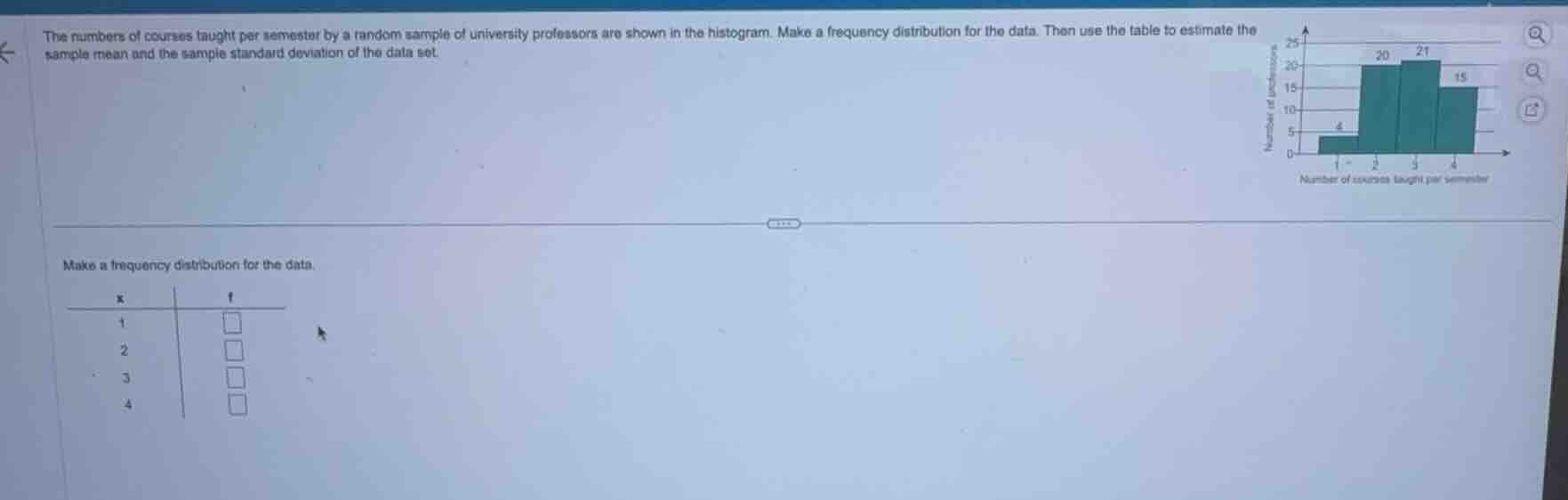 the numbers of courses taught per semester by a random sample of univer…