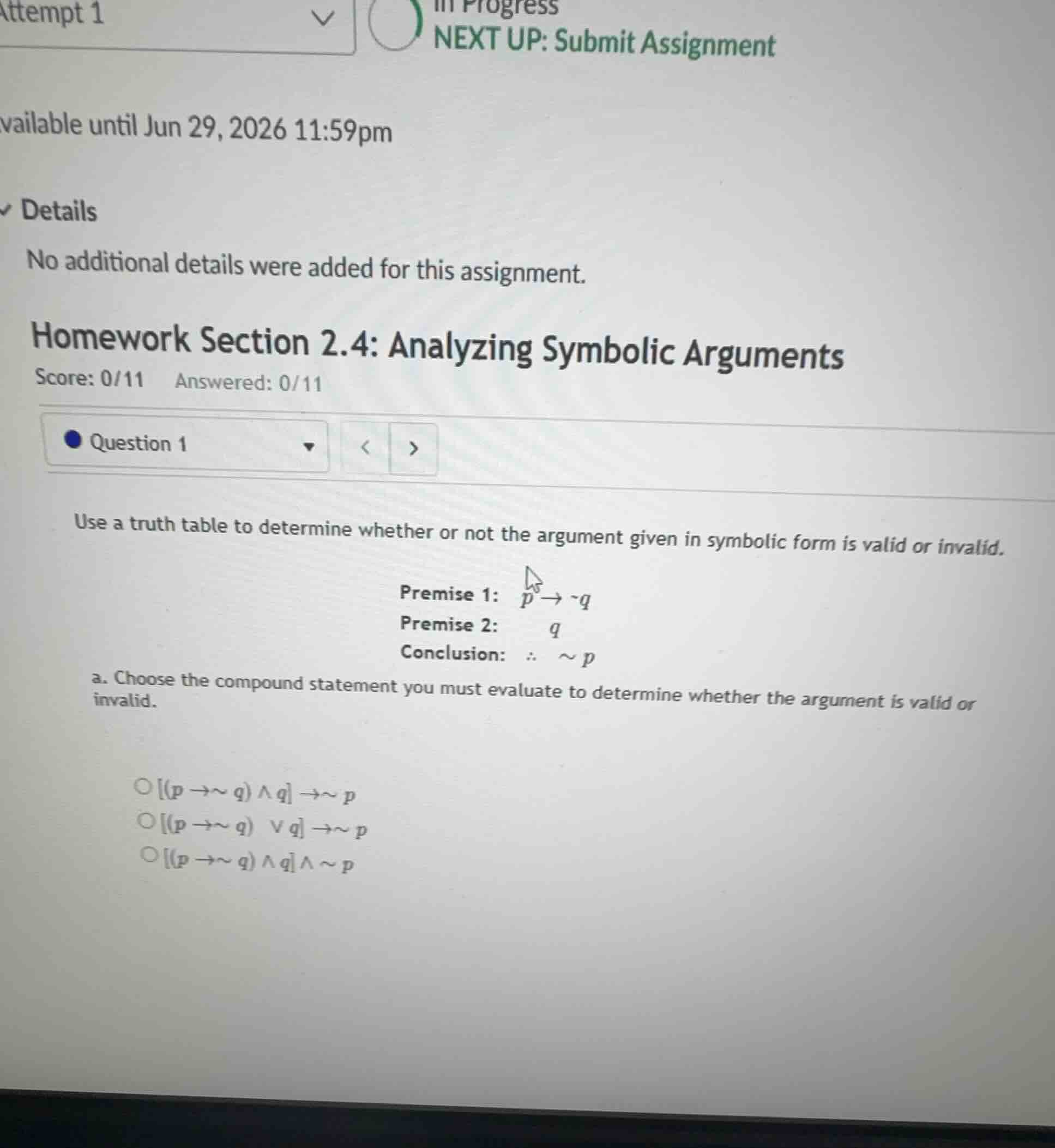 use a truth table to determine whether or not the argument given in sym…