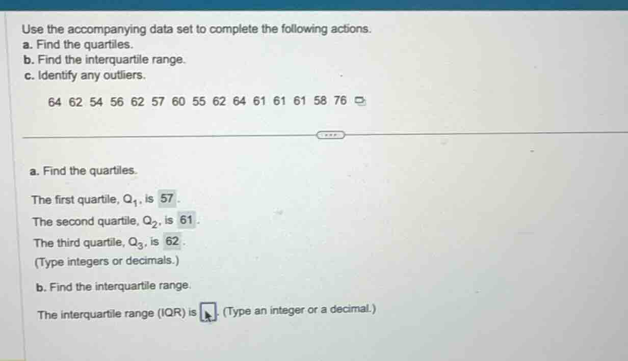 use the accompanying data set to complete the following actions. a. fin…