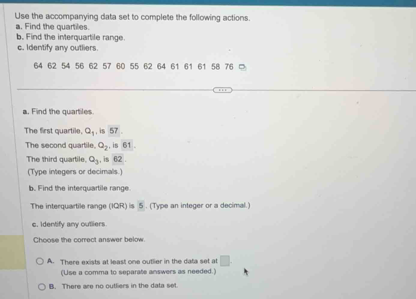use the accompanying data set to complete the following actions. a. fin…