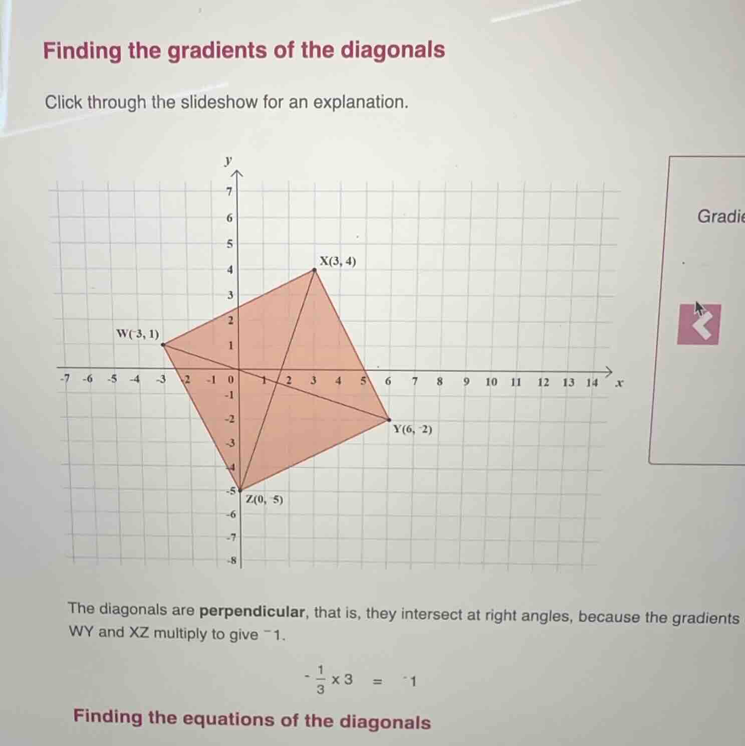 finding the gradients of the diagonals click through the slideshow for …
