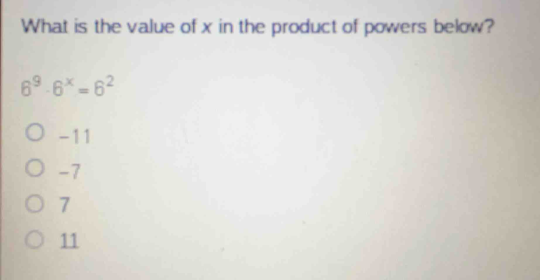 what is the value of x in the product of powers below? (6^{9} \\cdot 6^…