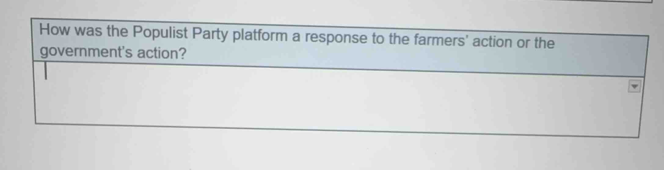 how was the populist party platform a response to the farmers action or…