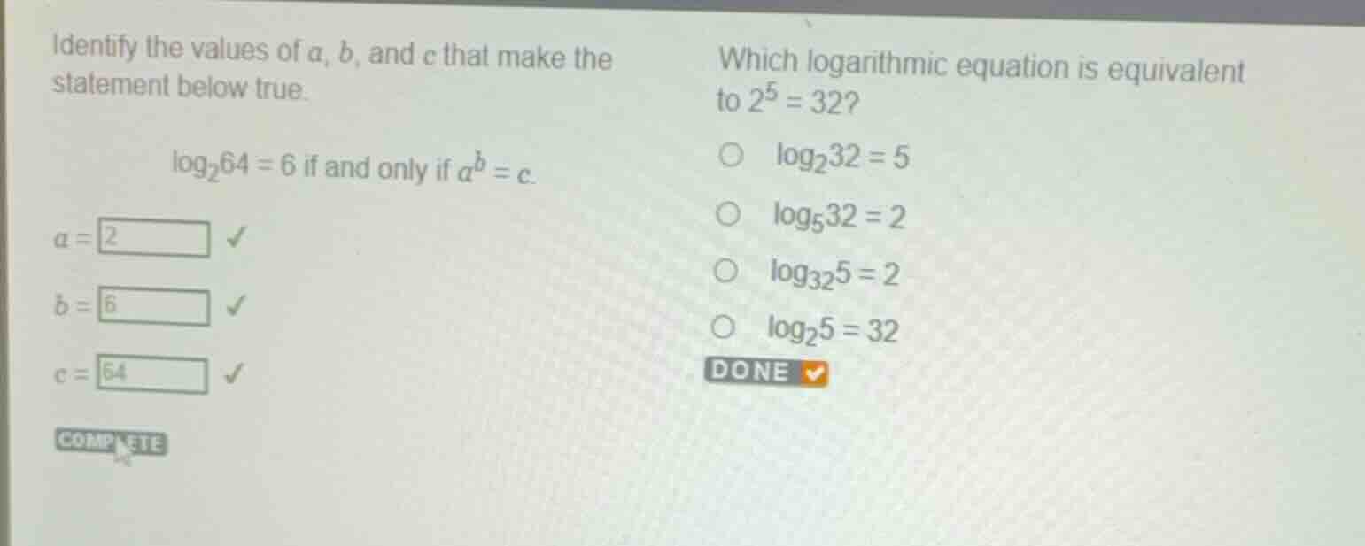 identify the values of \\(a\\), \\(b\\), and \\(c\\) that make the stat…