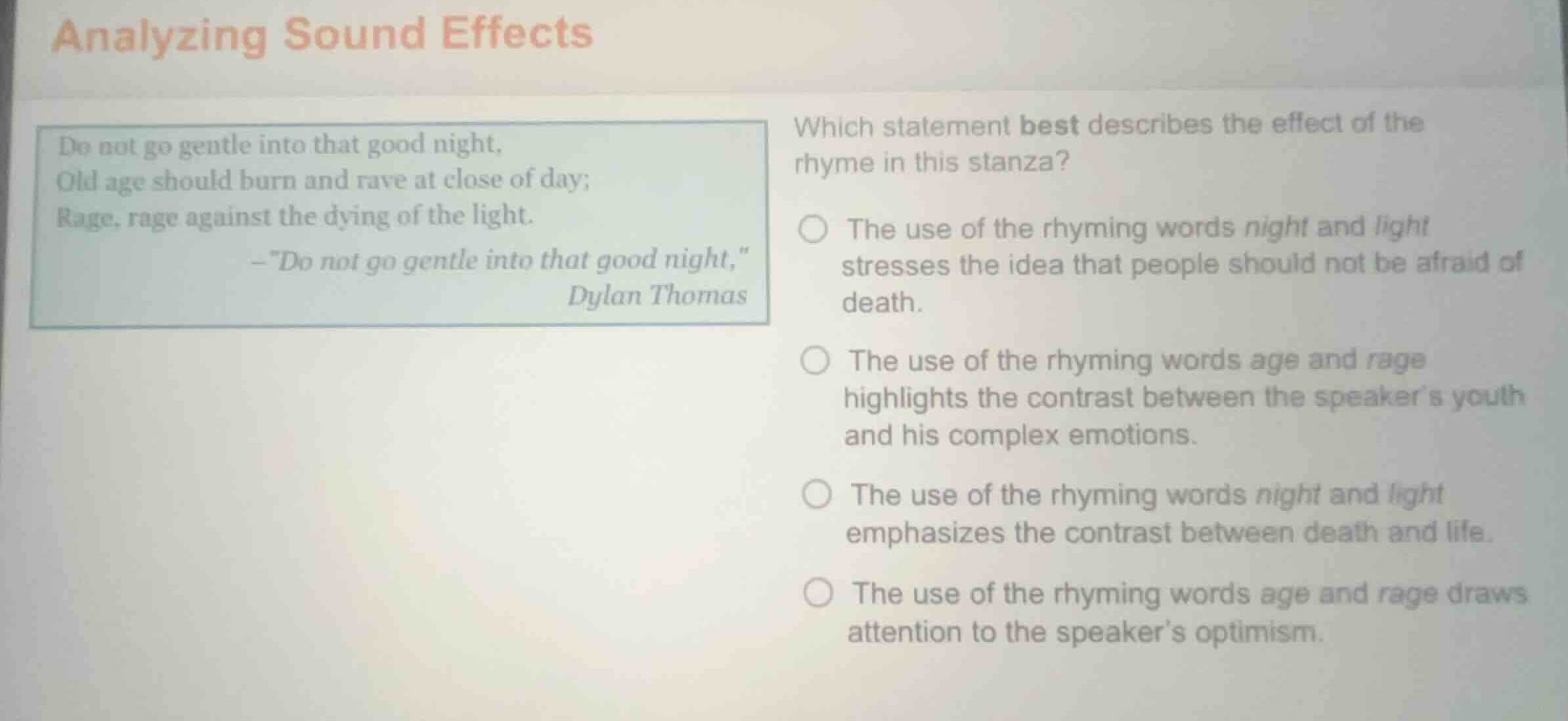 analyzing sound effects do not go gentle into that good night, old age …