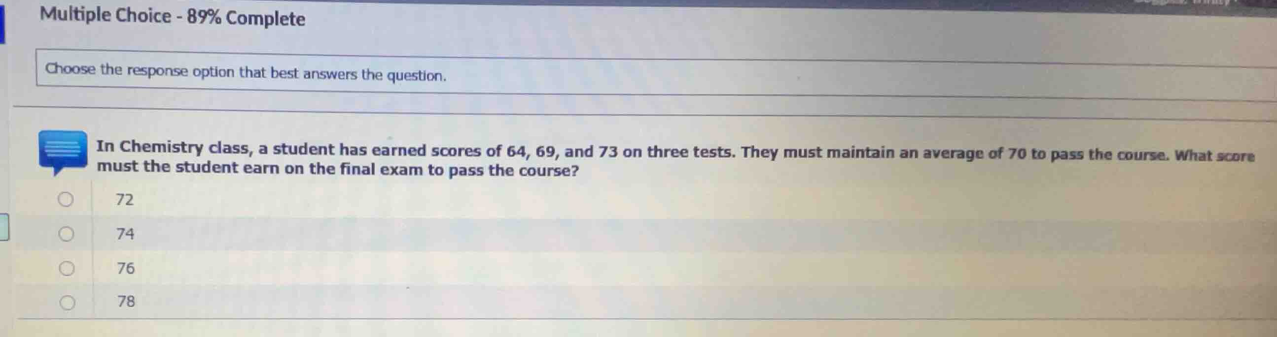 choose the response option that best answers the question. in chemistry…