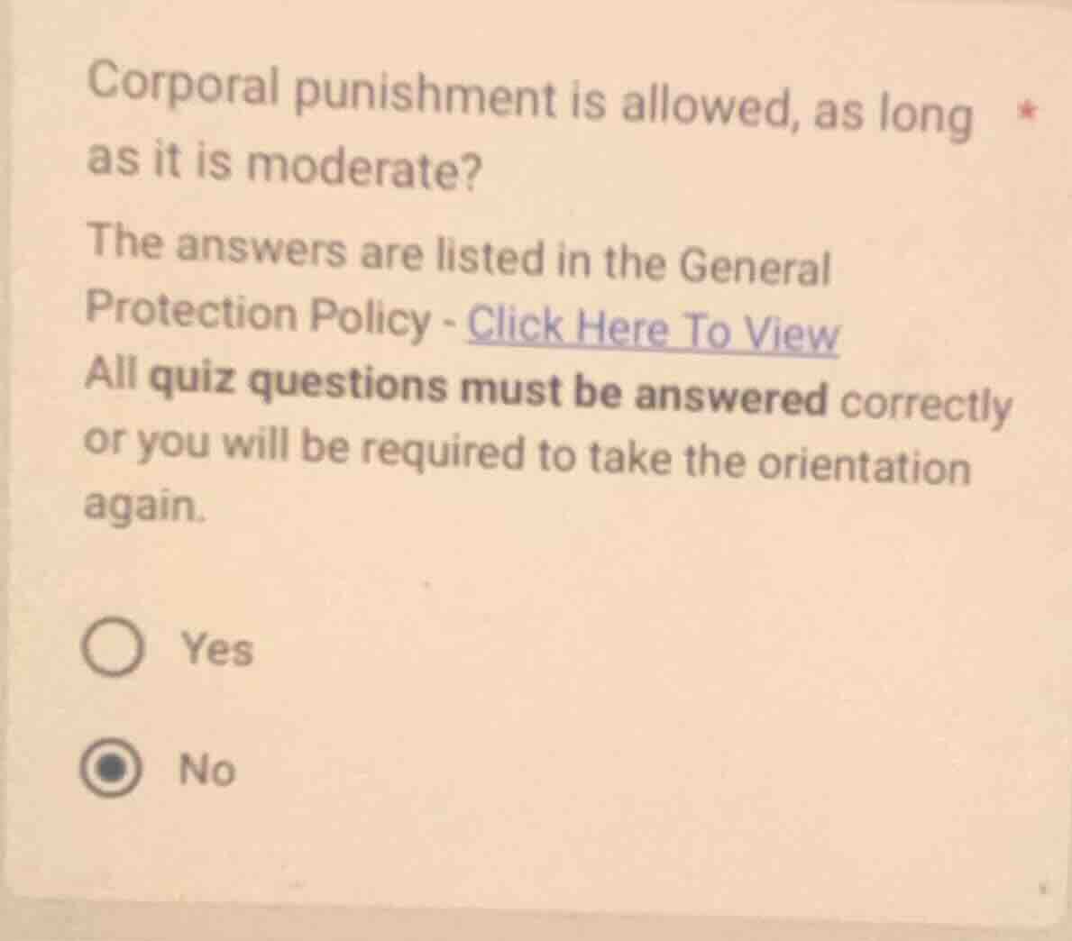 corporal punishment is allowed, as long as it is moderate? * the answer…