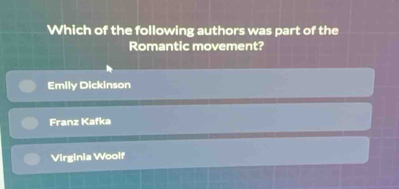 which of the following authors was part of the romantic movement? emily…