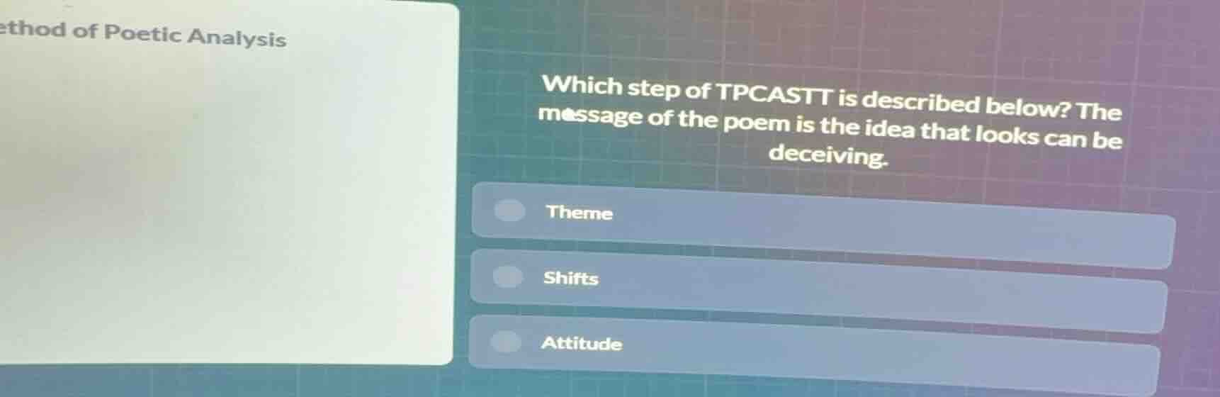 which step of tpcastt is described below? the message of the poem is th…