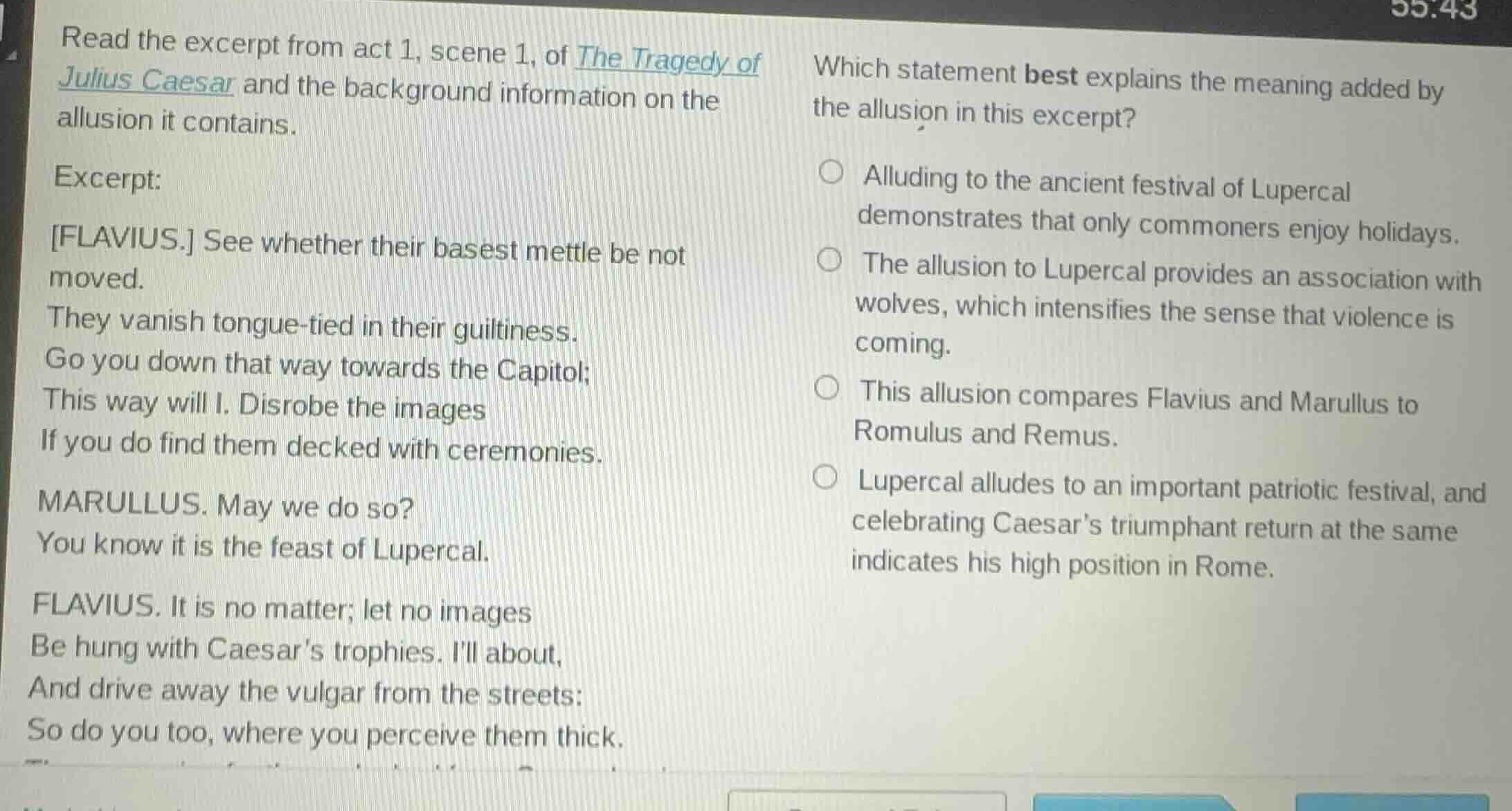 read the excerpt from act 1, scene 1, of the tragedy of julius caesar a…