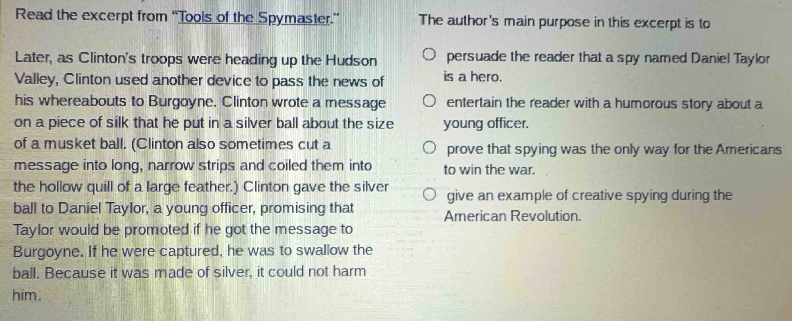 read the excerpt from \tools of the spymaster.\ later, as clintons troo…