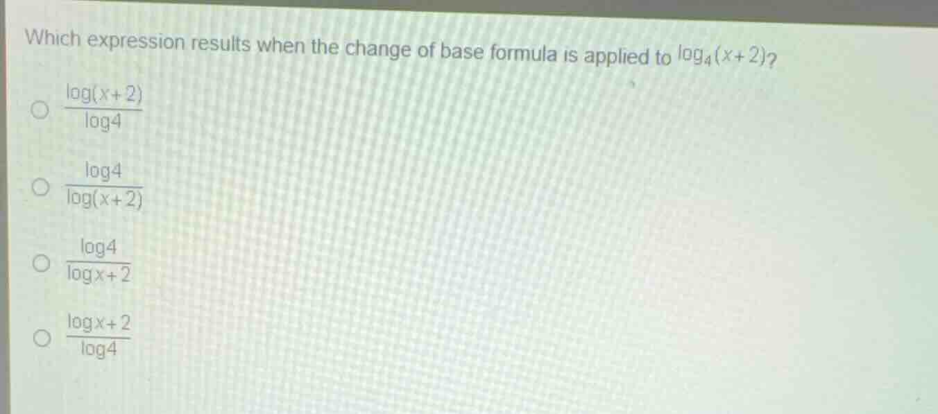 which expression results when the change of base formula is applied to …