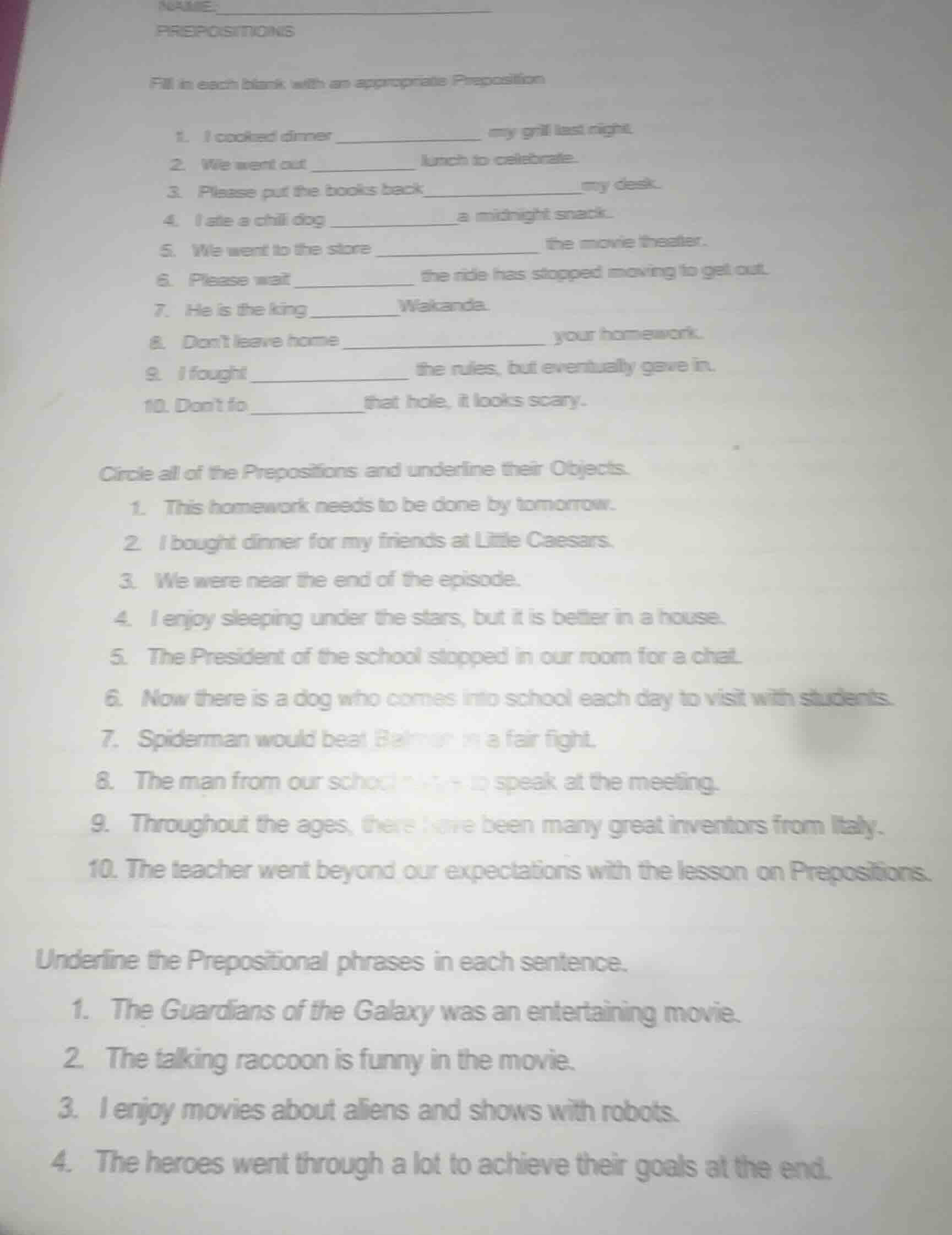 name: prepositions fill in each blank with an appropriate preposition 1…