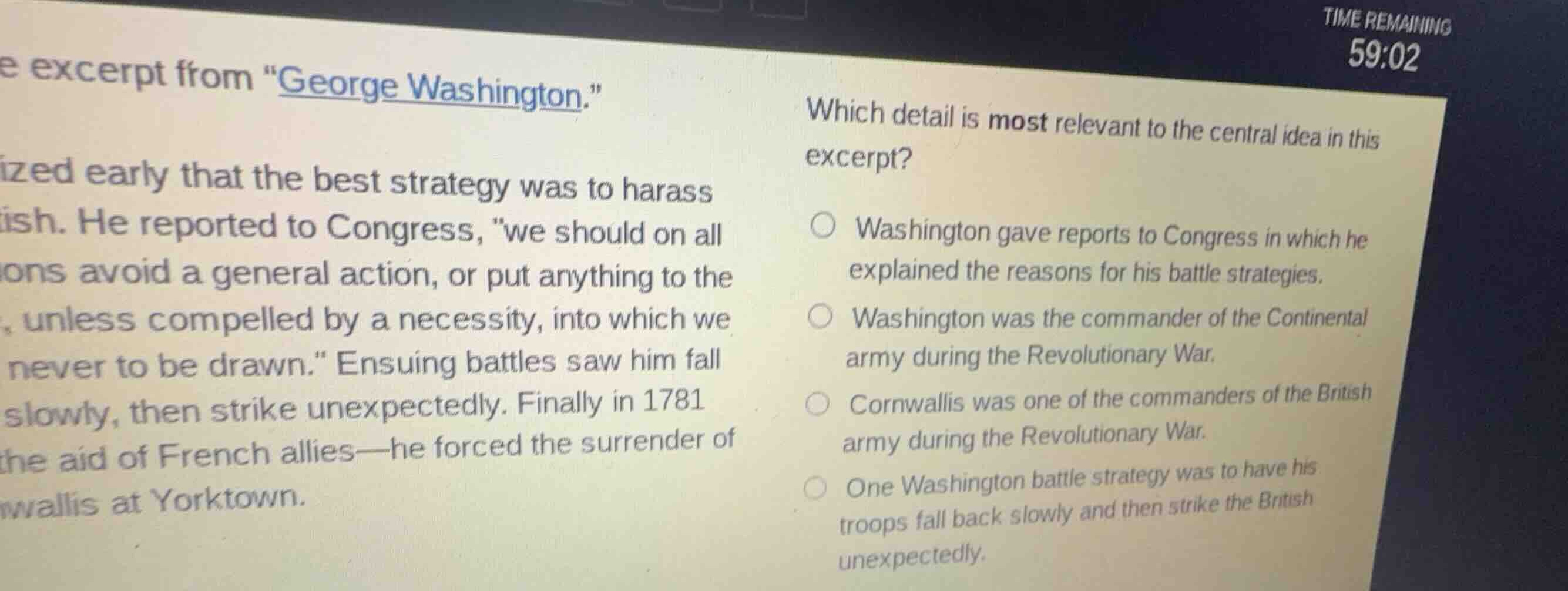 e excerpt from \george washington.\ ized early that the best strategy w…