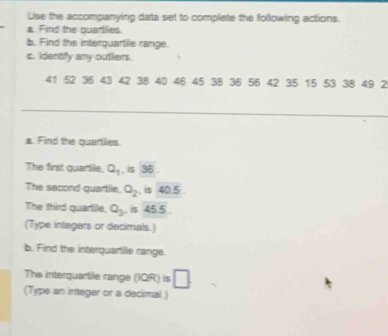 use the accompanying data set to complete the following actions. a. fin…
